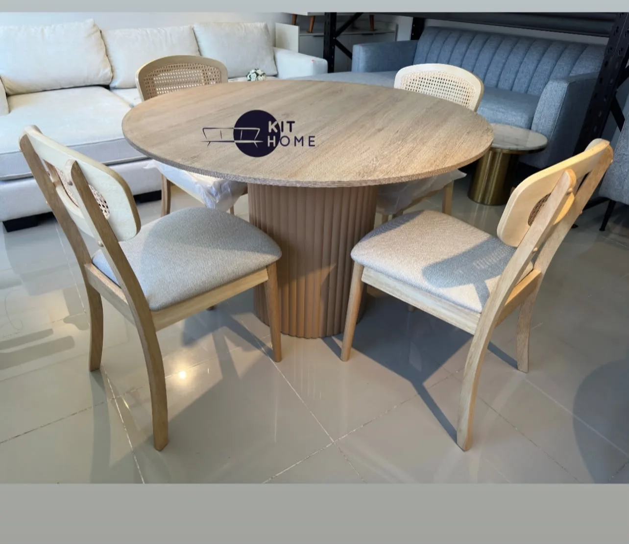 Comedor tope Melamina Hidrofuga 120 cm - Sillas Madera Fresno