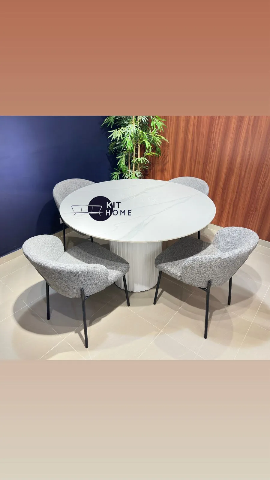 Comedor Tope Piedra Sinterizada 120 CM - Sillas en Metal