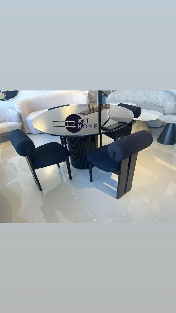 Comedor Tope Cristal Adherido 130 cm - Sillas en madera Eucalipto
