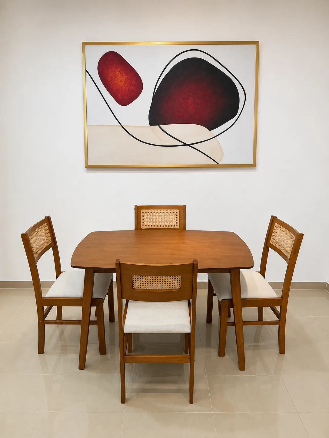 Comedor Madera Eucalipto 47" X 29" - Sillas Con Pajilla