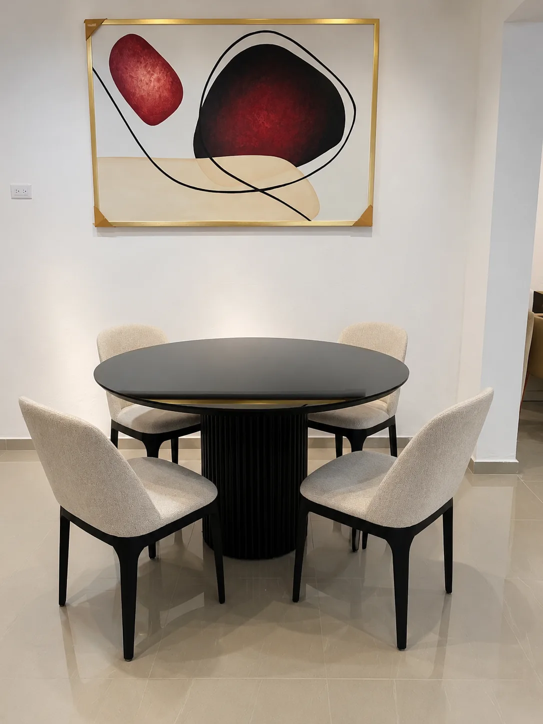 Comedor Tope Cristal Adherido 130 cm - Sillas Importada en Metal