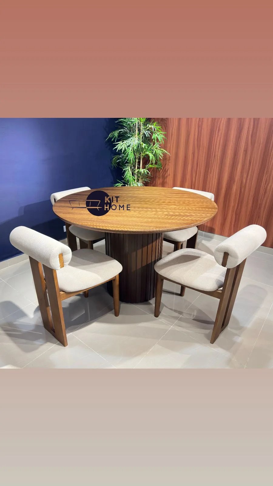 Comedor Tope Madera 120 cm - sillas Madera Eucalipto