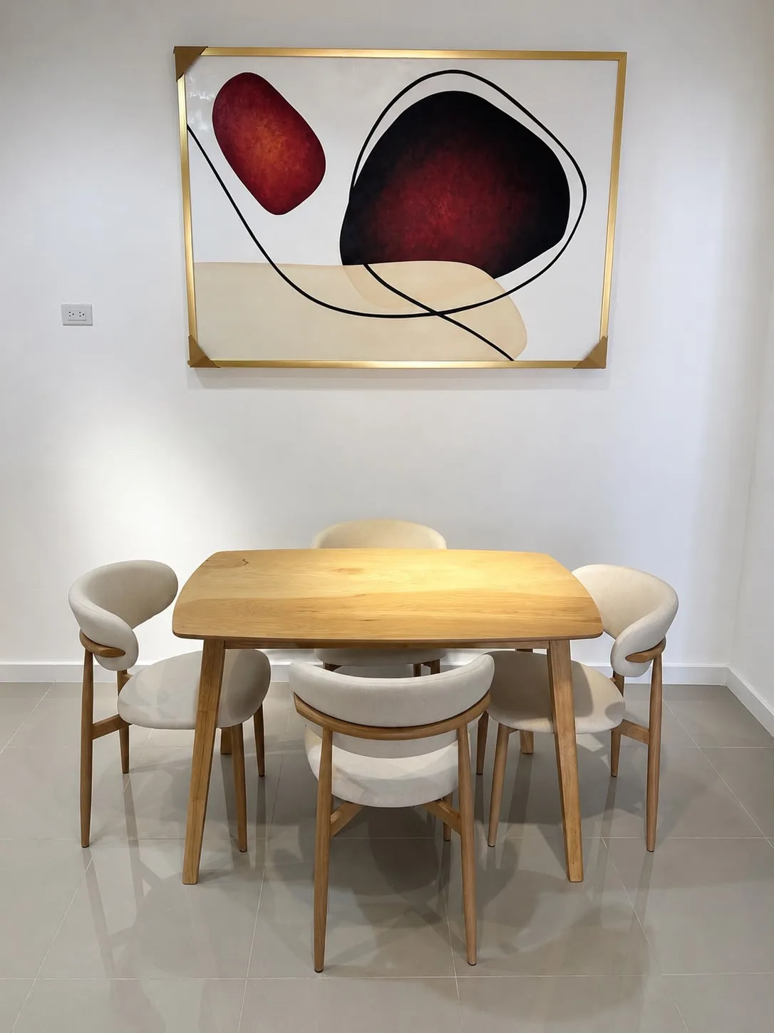 Comedor Madera Fresno 48" x 29" - Sillas metal Apariencia Madera