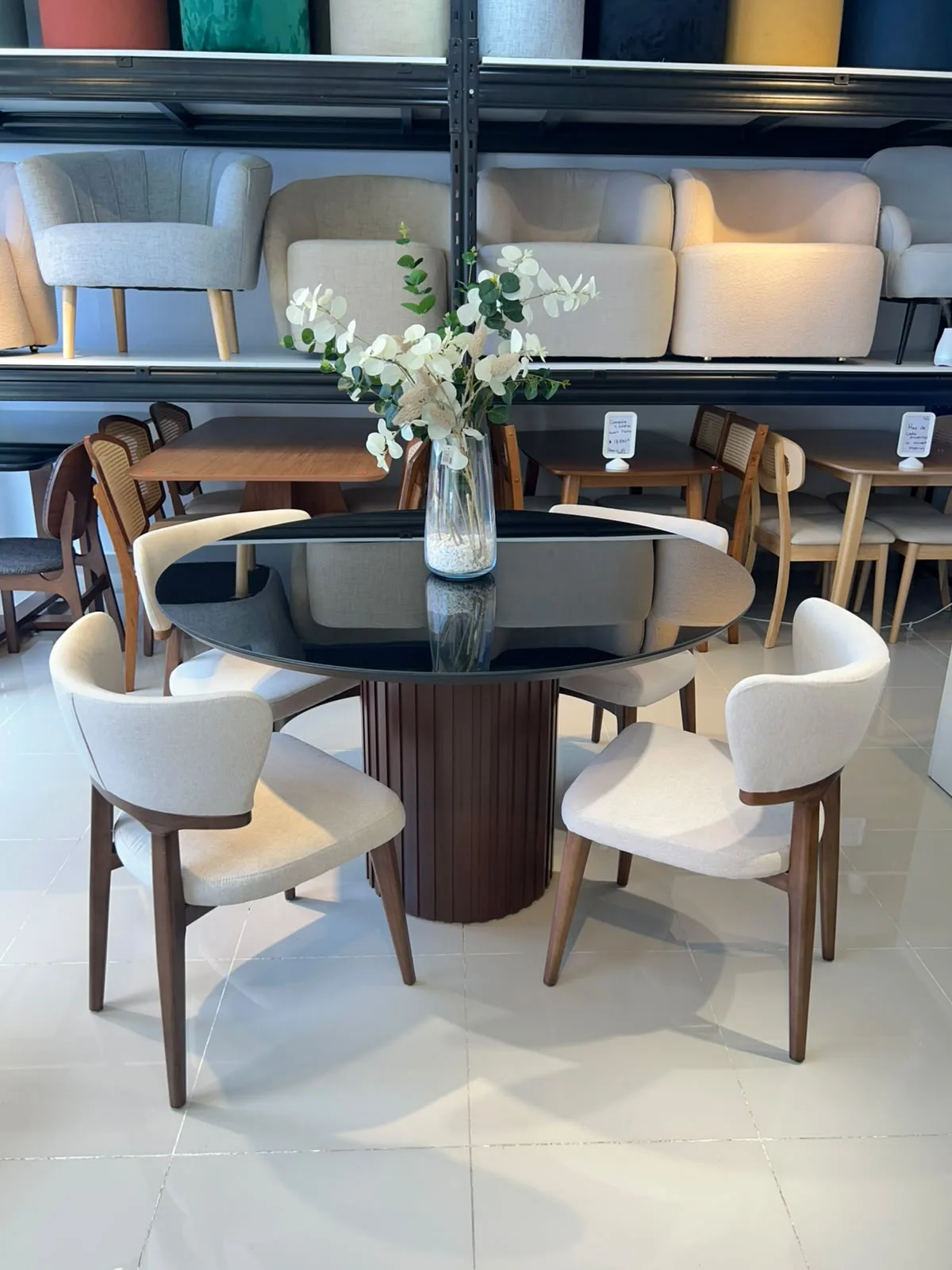 Comedor Tope Cristal Adherido 130 cm - Sillas madera Eucalipto