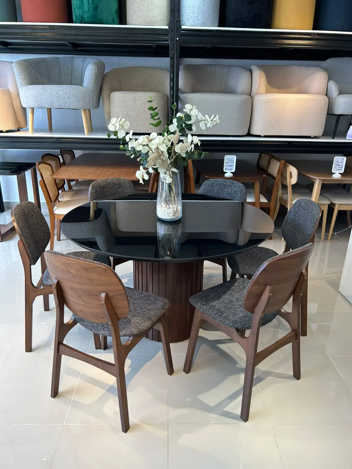 Comedor Tope Cristal Adherido 130 cm - Sillas Madera Fresno