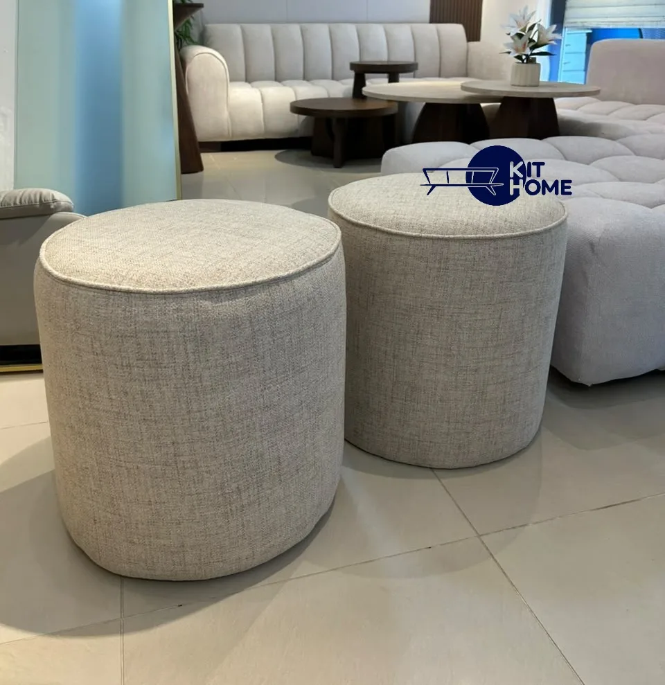 Set Ottomanes 17" x 17" tela Cava Cafe de Puntos