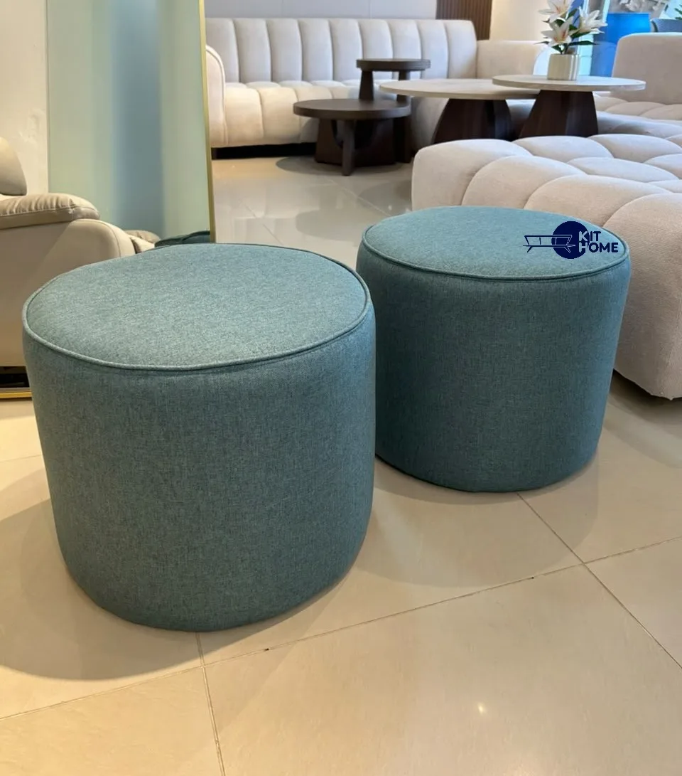 Set Ottomanes 14" x 14" tela Cava Verde