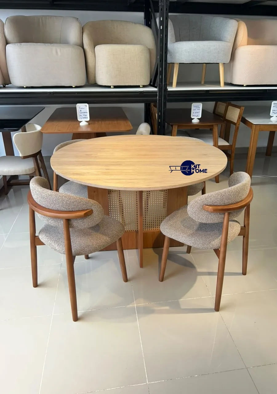 Comedor 120 cm Melamina Hidrofuga- Sillas madera Eucalipto