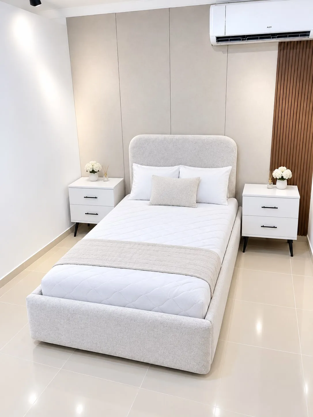 Cama Twin 39 + Colchón + Set de mesas de noche