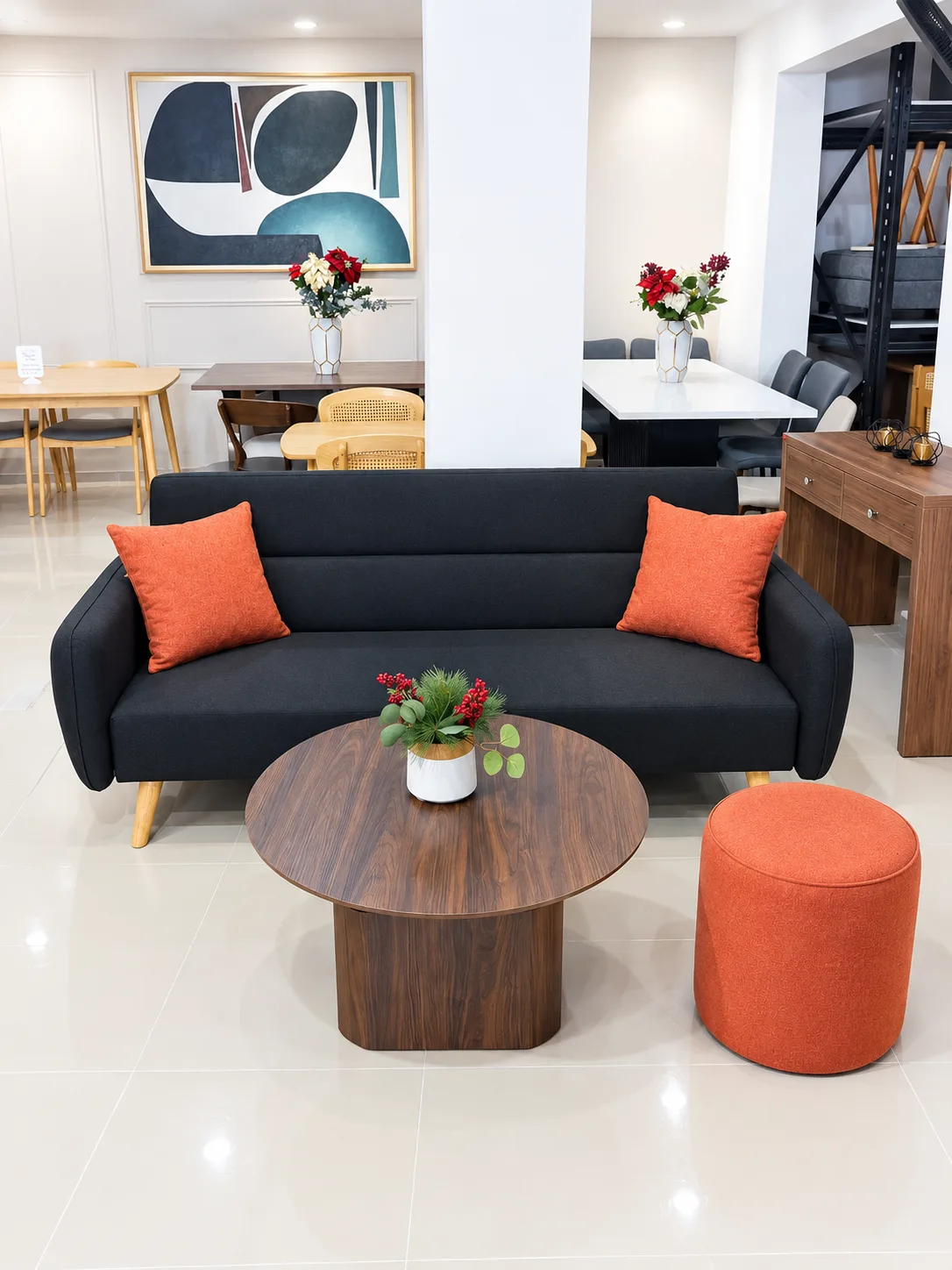 Sofa cama + 2 Cojines + 1 ottoman